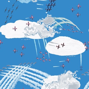 Canadian Forces Snowbirds air show collage, sky blue, cloud white, red - XLarge