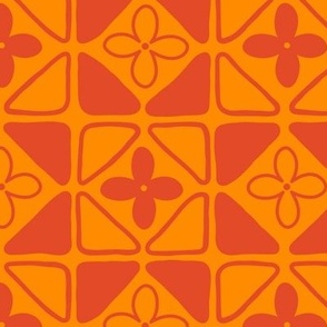 Orange flower tile pattern | Medium Scale