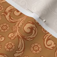 Rococo Ornamental Rosettes on Neutral Tan | Historical Inspired | Tossed Non-Directional