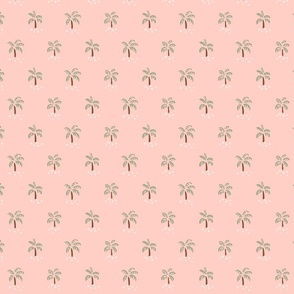 Simple Little Palm Trees -  green and brown over pastel  pink.   //  Small Scale