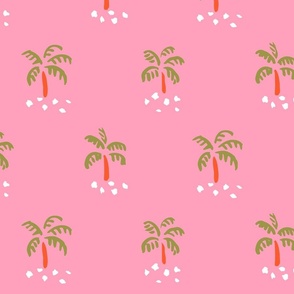 Simple Little Palm Trees -  green and orange over pink.   // Big  Scale