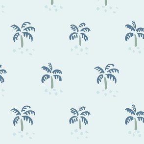 Simple Little Palm Trees -  dark blue and sage green over light blue.   // Big Scale