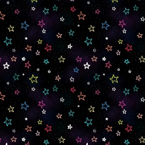 Twinkle stars doodle black rainbow 