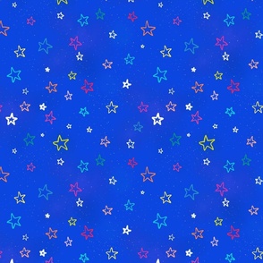 Twinkle doodle stars royal blue 