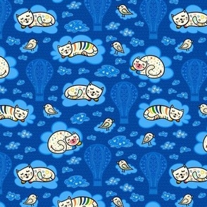The cute sleeping cats and birds in the skies above_S small scale for napkins