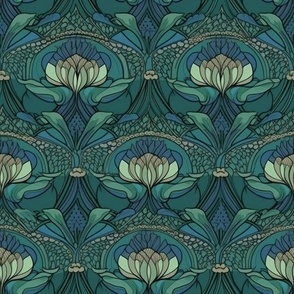 Green Lotus Art Nouveau