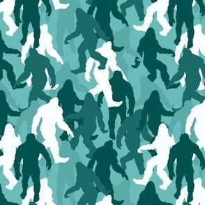 funny bigfoot sasquatch camouflage turquoise medium scale