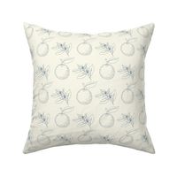 Chinoiserie Orange Fruit and Blossom Outlines on Milky White: SMALL