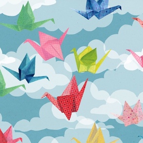 Origami Birds Amongst the Clouds-Large scale