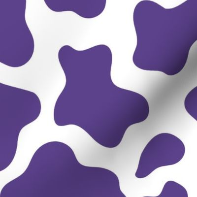 Large Scale Cow Print Grape Purple on White
