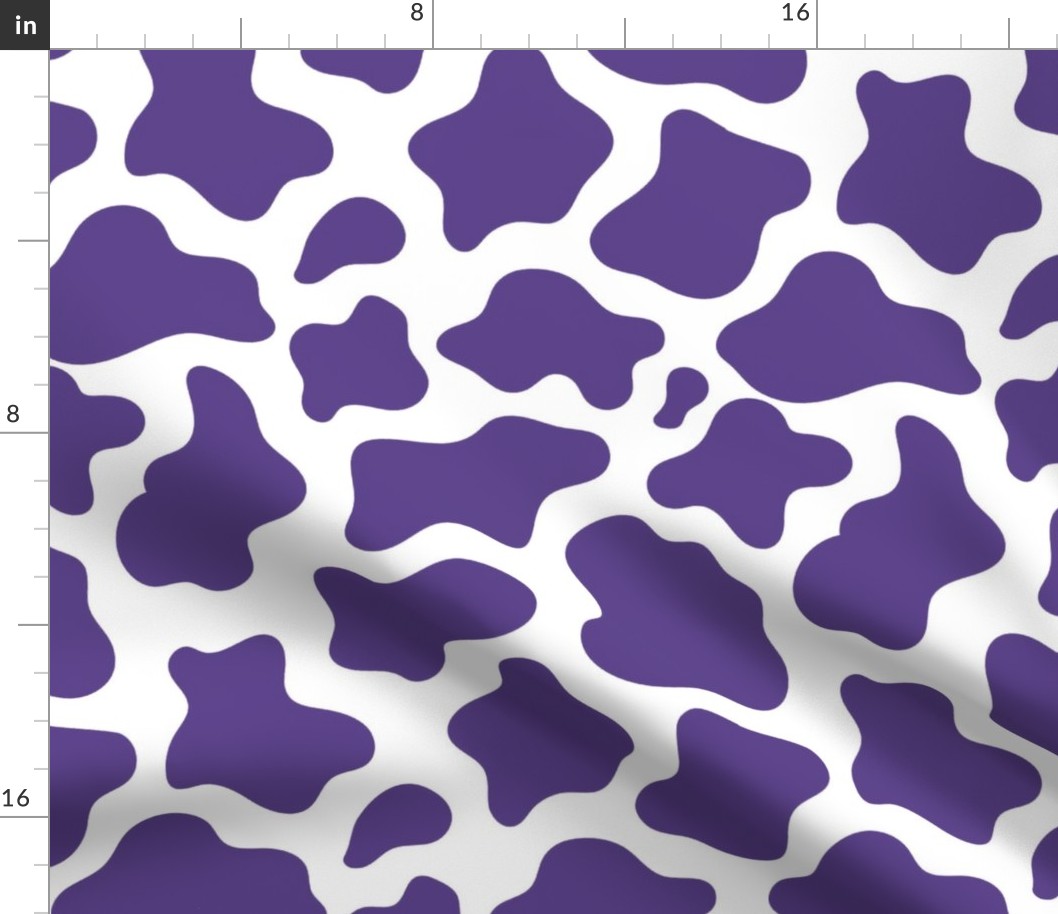Large Scale Cow Print Grape Purple on White