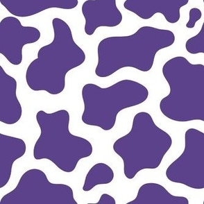 Medium Scale Cow Print Grape Purple on White