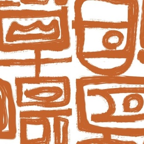 abstract tribal brushstroke glyphs desert world beat orange tangerine white