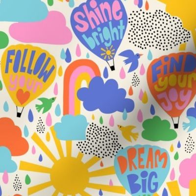 Balloons In The Sky / Positive Quotes / Happy Inspirational Kids Affirmations / Dream Big / Follow Your Heart / Shine Bright / Be Kind / Small