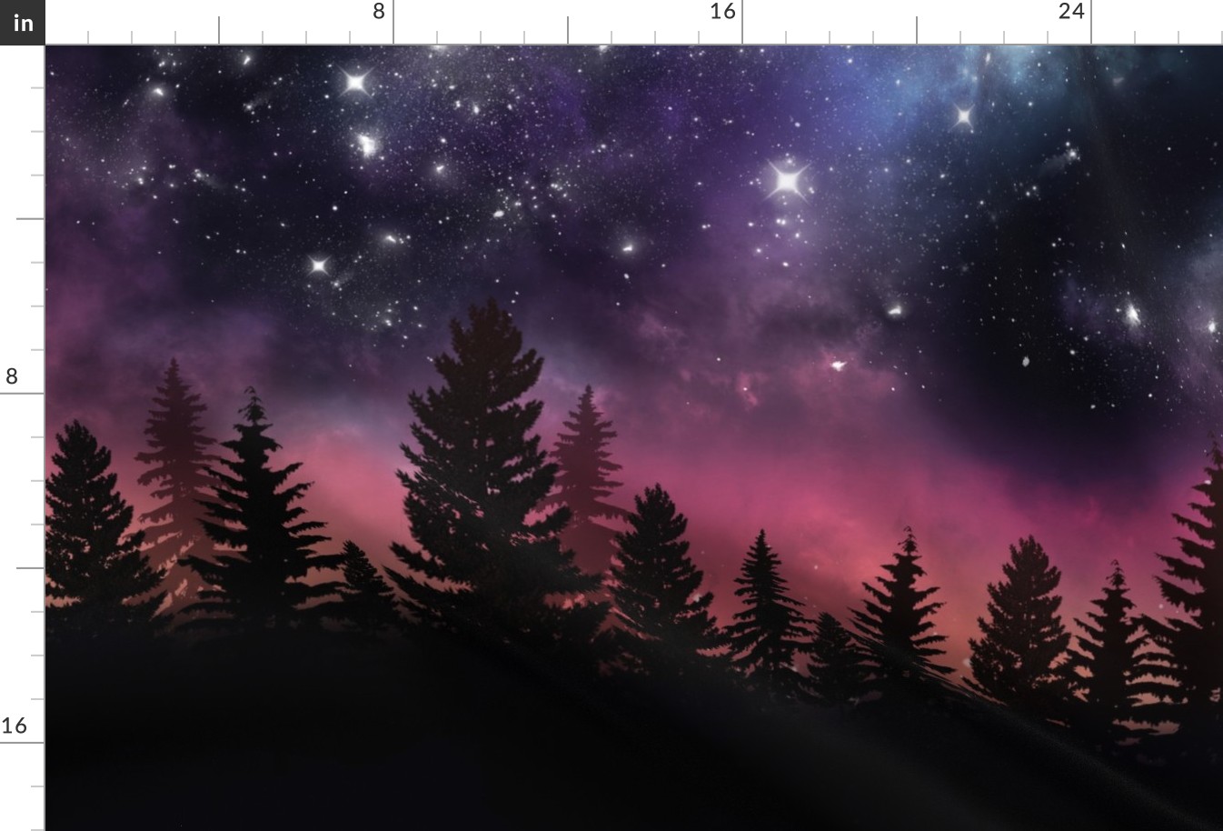 night sky over the pine forest