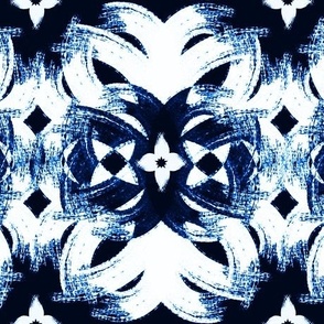abstract Celtic floral botanical blue and white