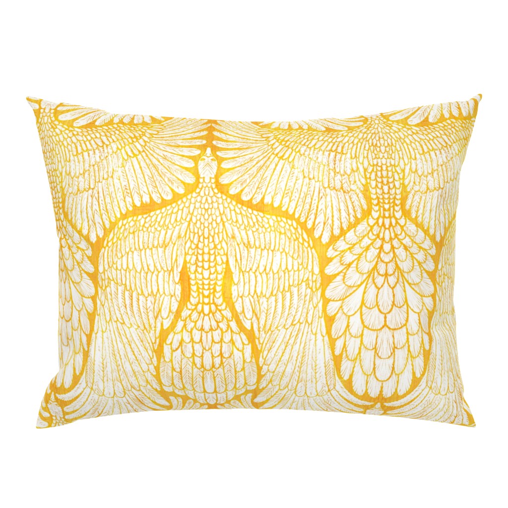 Sunshine Birds Of Paradise  Damask in yellow and white