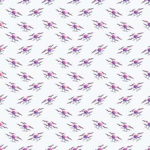 The Spies Above-A Flock of Drones in pink orange purple 