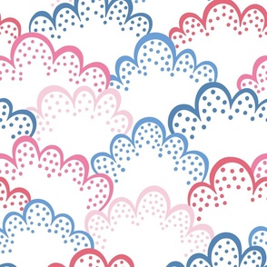 dotted clouds / pink and blue / jumbo