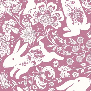 rabbit flower dance pink LS White
