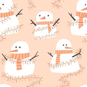 snowmen with string lights