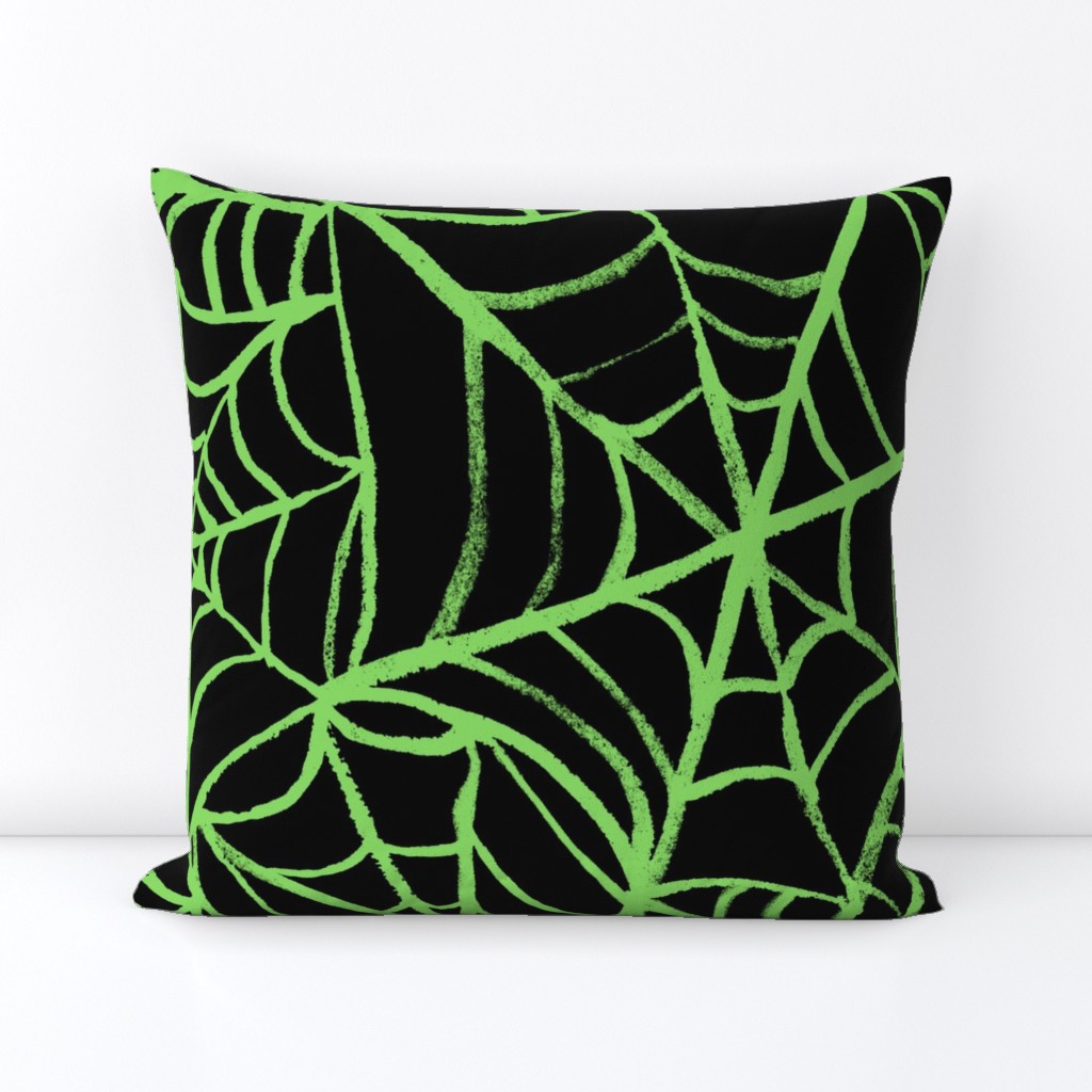 Spiderwebs - Jumbo Scale - Lime Green and Black Halloween Goth Spider Web Gothic Cobweb