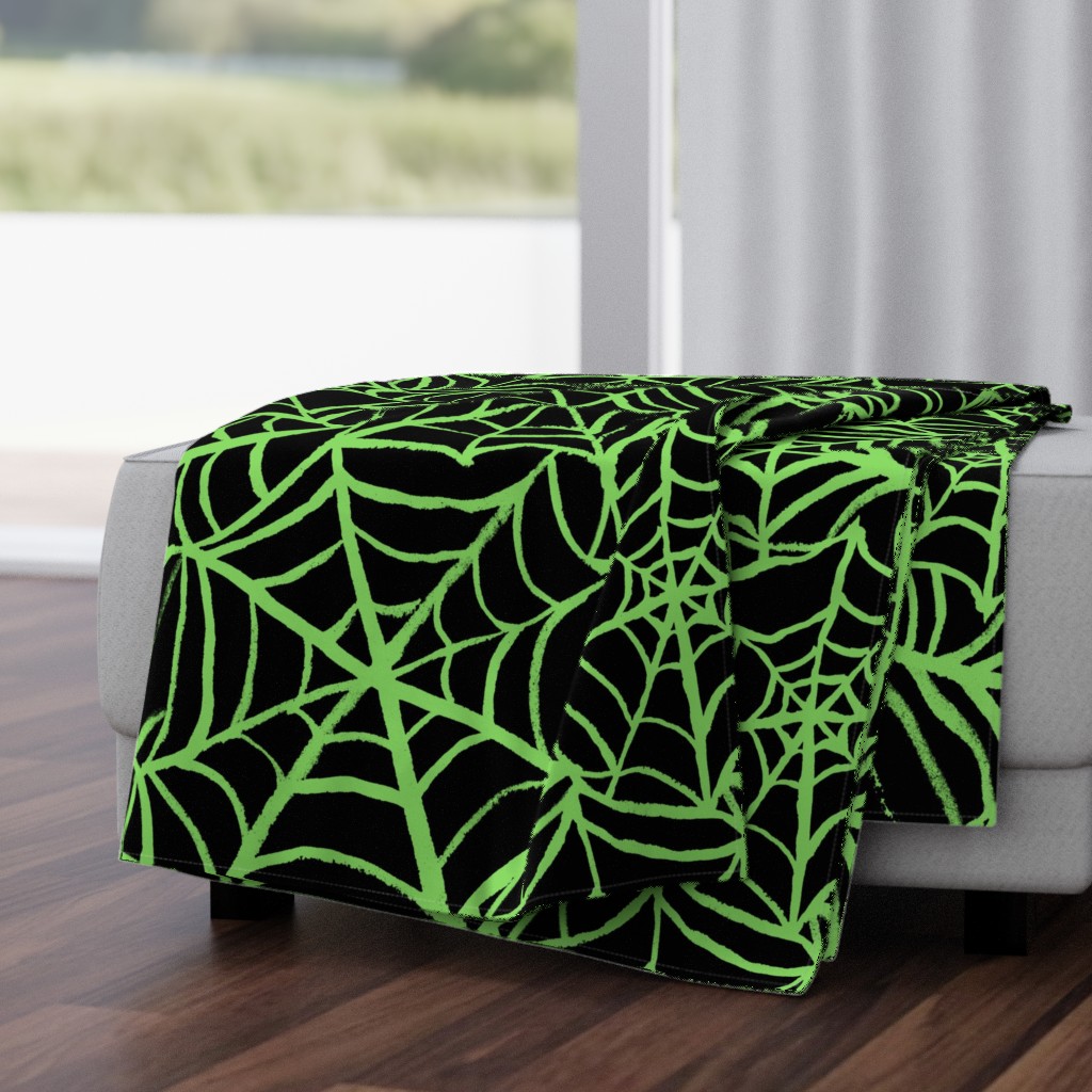 Spiderwebs - Jumbo Scale - Lime Green and Black Halloween Goth Spider Web Gothic Cobweb