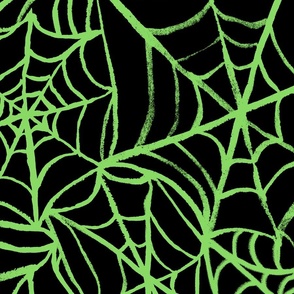 Spiderwebs - Jumbo Scale - Lime Green and Black Halloween Goth Spider Web Gothic Cobweb