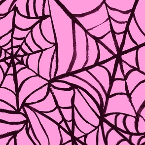 Spiderwebs - Jumbo Scale - Pink and Black Halloween Goth Spider Web Gothic Cobweb