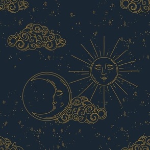Astrological Academia Golden Celestial Sky on Midnight Navy