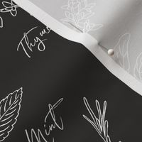 Herb Sketches - White on Black, Large Scale