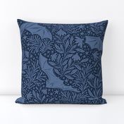 Night Sky Bats and Blooms - stars, leaves, and flowers - dark blue - large