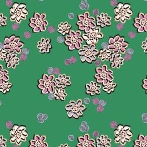 Floral Bold Green and Pink