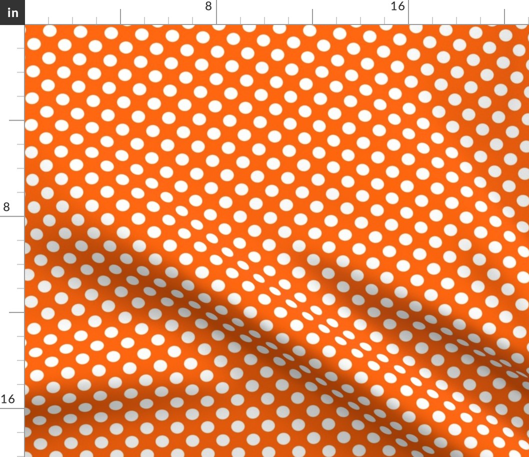 Small White Polka Dot on Bright Orange