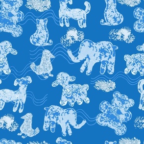 Clouds in imaginary animal shapes in the sky for kids bedding