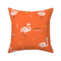 Flamingos Palm Springs V1: Red and pink flamingo tropical abstract retro pattern - Large