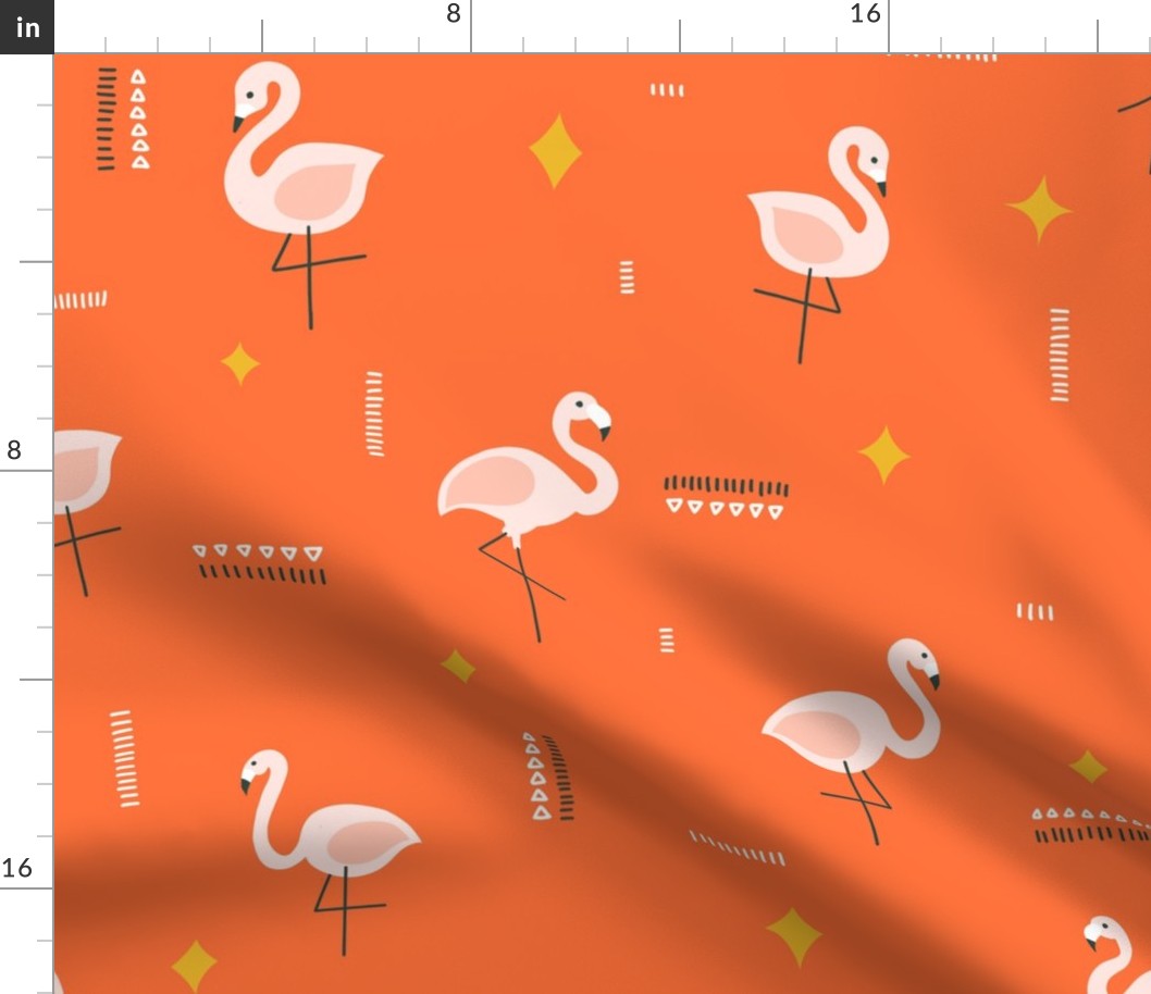 Flamingos Palm Springs V1: Red and pink flamingo tropical abstract retro pattern - Large