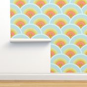 Large // Sunshine with sun faces in scallop pattern