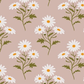 silver pink daisy flower print