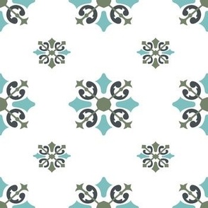 Green floral tile pattern