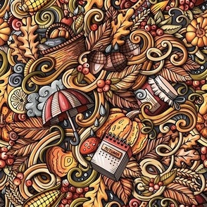 Autumn doodle. For masks print