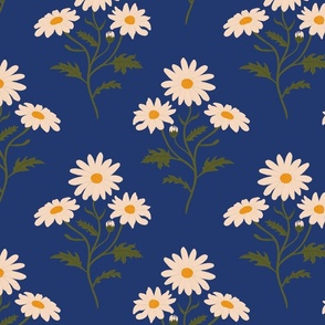 prussian blue daisy flower print
