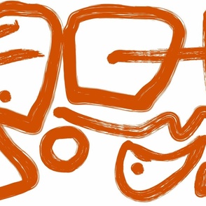 modern abstract brushstroke symbol shapes large scale orange tangerine white 