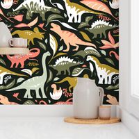 Cheery Dinos- Colorful Dinosaurs- Nursery Kids- Large Scale