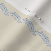 Feather Stripe in Mountain Blue and Créme Brûlée  (Medium Scale)