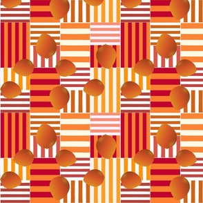stripe blocks - orange red mango -medium 