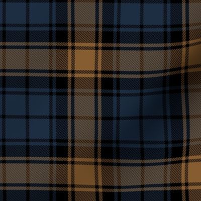 Gold, Dark Blue, and Off-Black Plaid