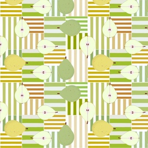stripe blocks - gold green pears - medium