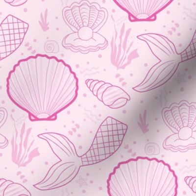 Under the Sea | Mermaid | Shells | Seaweed | Pink | Medium Scale