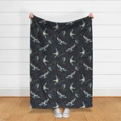 Medium - Swallows In The Sky - Navy with Cloud Lines